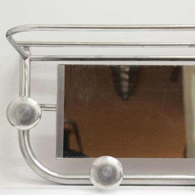 Art Deco French Aluminum Coat Rack with Mirror, 1940s-SY-1773672