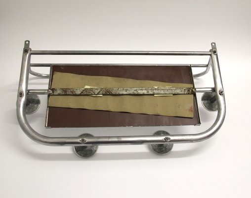 Art Deco French Aluminum Coat Rack with Mirror, 1940s-SY-1773672