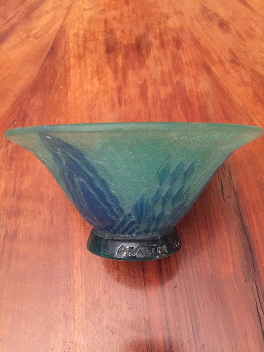 Art Deco French Antiqued Glass Vase by Amalric Walter, 1920s