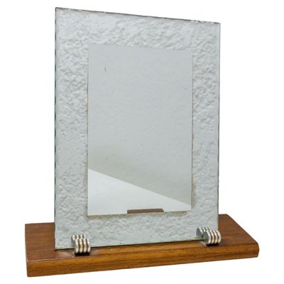 Art Deco French Beech Beveled Standing Photo Mirror, 1930s-RIU-1420991