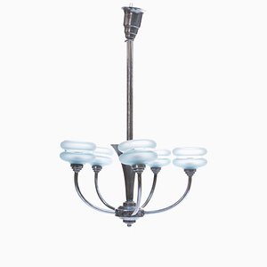 Art Deco French Blue Chandelier, 1930s-FSD-583788