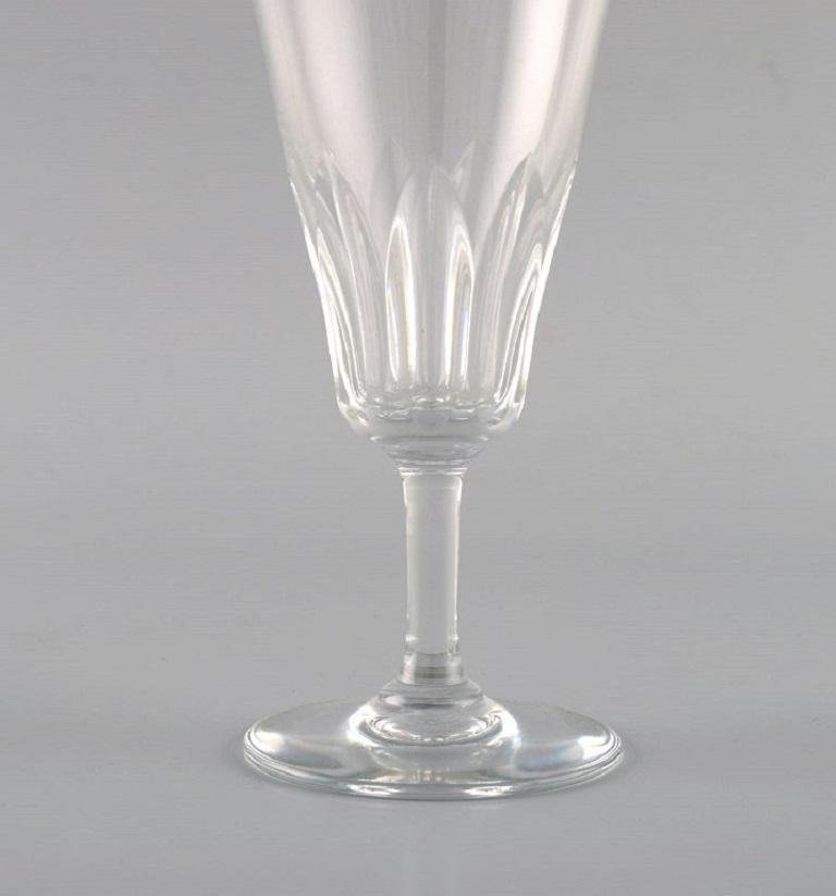 Art Deco French Champagne Flutes in Clear Crystal Glass, Set of 10