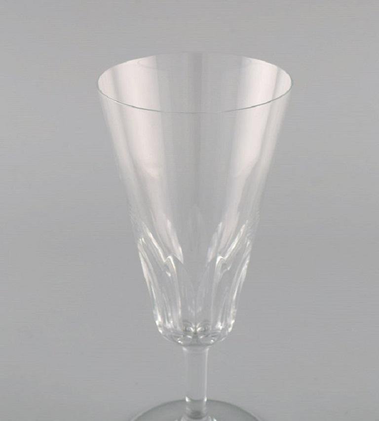 Art Deco French Champagne Flutes in Clear Crystal Glass, Set of 10