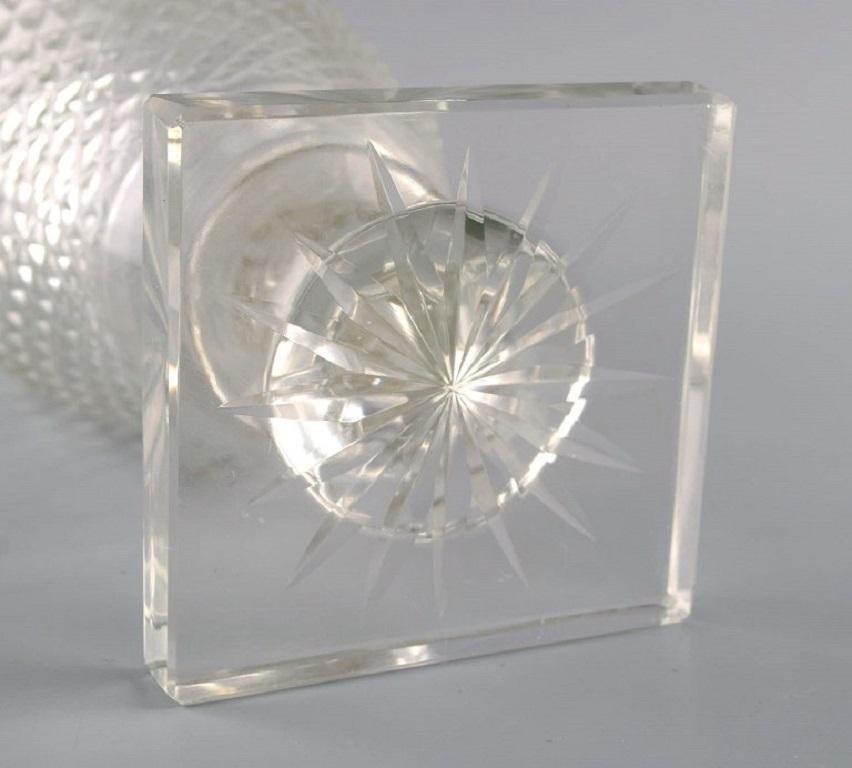 Art Deco French Clear Crystal Glass Vase, 1930s