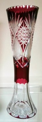 Art Deco French Cut and Grinded Lead Crystal Vases in the Style of Saint Louis, Set of 2-QRS-1314918