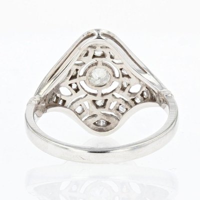 Art Deco French Diamond 18 Karat White Gold Platinum Ring, 1920s-OLU-1073715