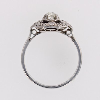 Art Deco French Diamonds 18 Karat White Gold Platinum Ring, 1925-OLU-1718971