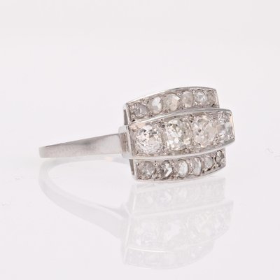 Art Deco French Diamonds Platinum Rectangular Ring, 1925-OLU-1778272