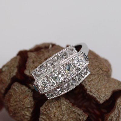 Art Deco French Diamonds Platinum Rectangular Ring, 1925-OLU-1778272