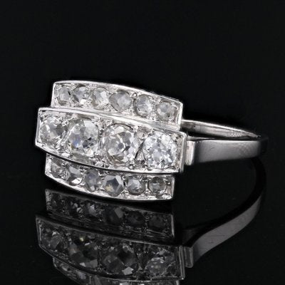 Art Deco French Diamonds Platinum Rectangular Ring, 1925-OLU-1778272