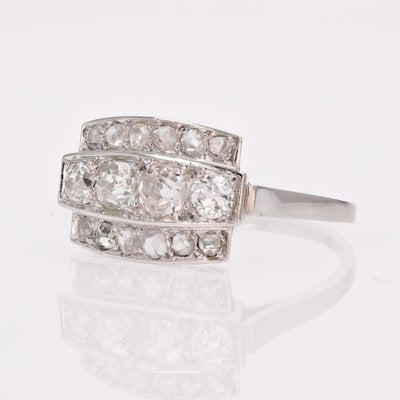 Art Deco French Diamonds Platinum Rectangular Ring, 1925-OLU-1778272