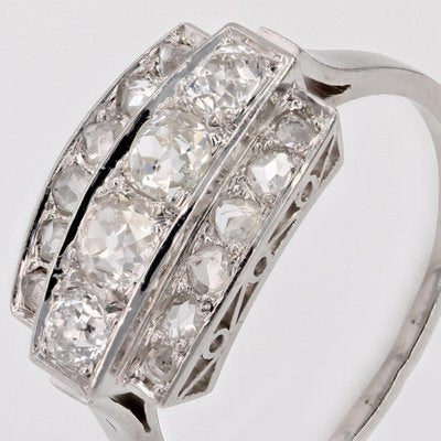 Art Deco French Diamonds Platinum Rectangular Ring, 1925-OLU-1778272