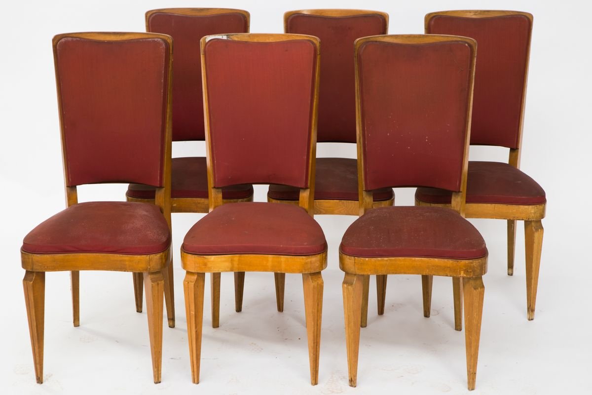 Art Deco French Dining Chairs by André Arbus, 1930s, Set of 6