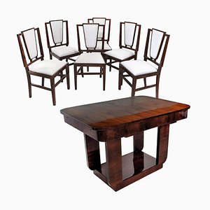 Art Deco French Dining Table & Chairs Set by Michel Dufet, 1930s, Set of 7-YGE-586372