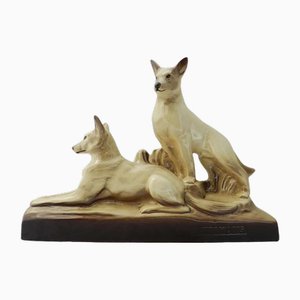 Art Deco French Dogs by L Francois, 1940s-ARU-2016822