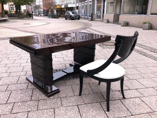 Art Deco French Ebony Dining Desk by J. Makassar, 1930s-QVR-1092181