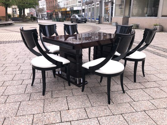 Art Deco French Ebony Dining Desk by J. Makassar, 1930s-QVR-1092181