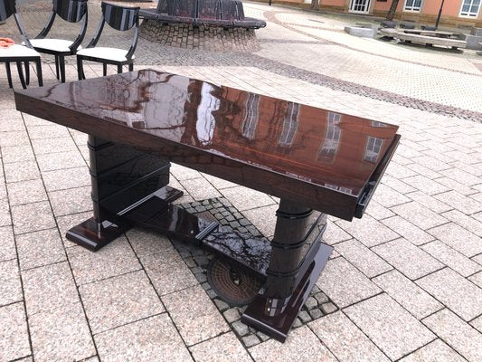 Art Deco French Ebony Dining Desk by J. Makassar, 1930s-QVR-1092181