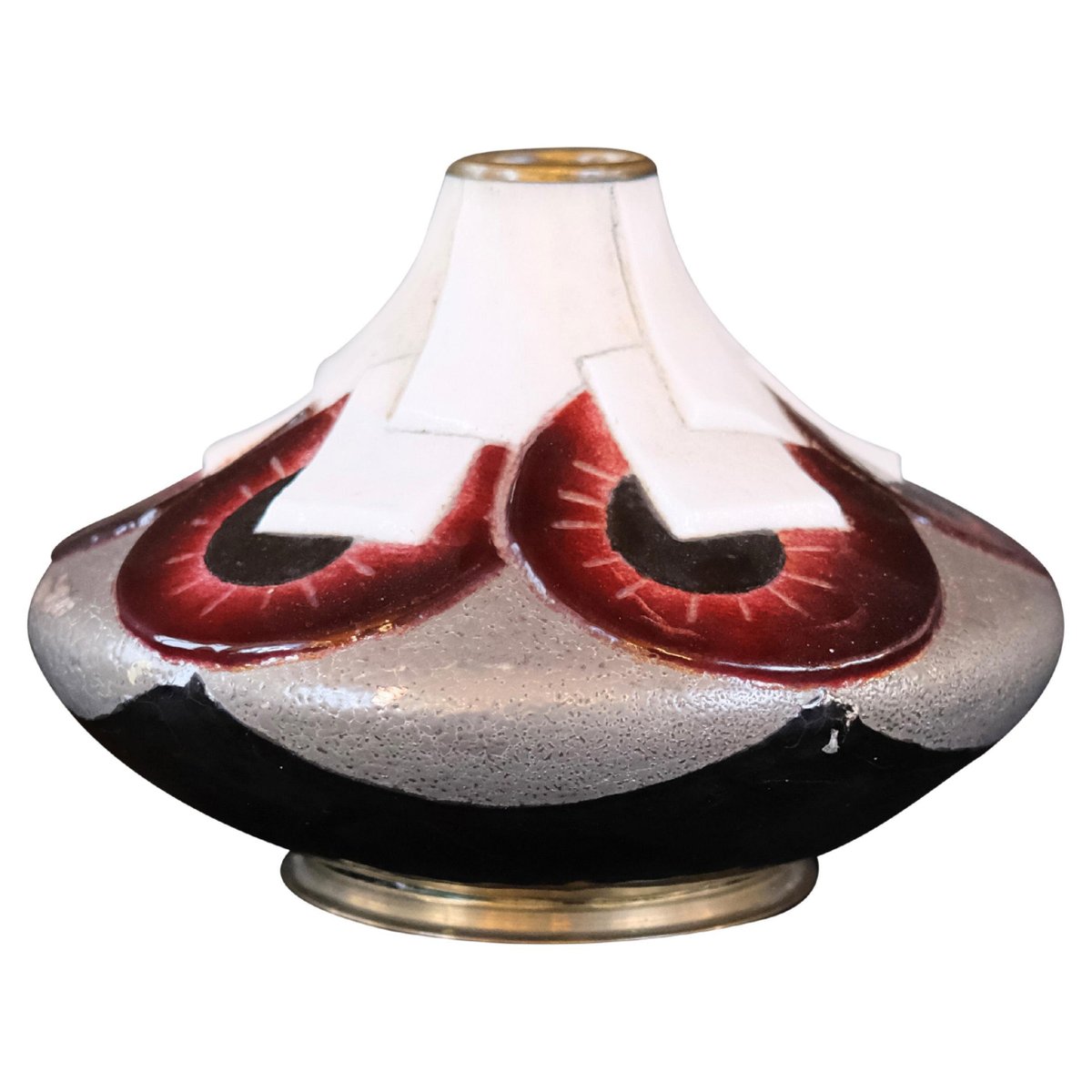 Art Deco French Enamel Vase in the style of Camille Fauré Limoges, 1920s