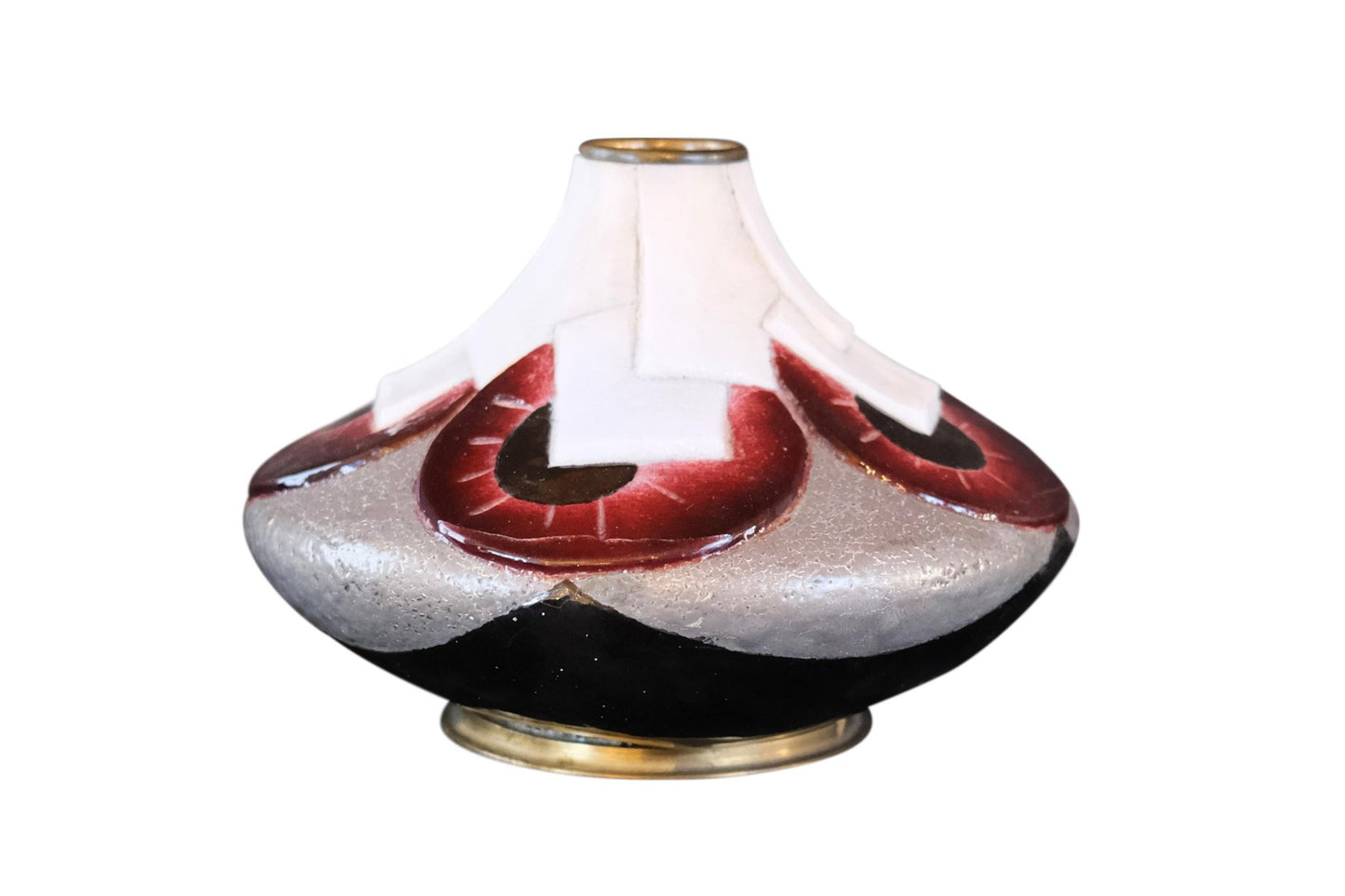 Art Deco French Enamel Vase in the style of Camille Fauré Limoges, 1920s