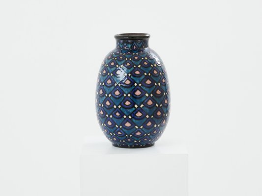 Art Deco French Enameled Ceramic Vase by Paul Jacquet, 1930s-YJA-1794882