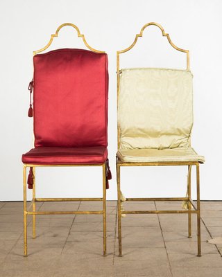 Art Deco French Gilded Bronze Boudoir Side Chairs, 1930s, Set of 2-XHV-857449