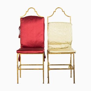 Art Deco French Gilded Bronze Boudoir Side Chairs, 1930s, Set of 2-XHV-857449