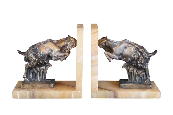 Art Deco French Goats Bookends by Irénée Rochard, 1930s, Set of 2-CXC-1229024