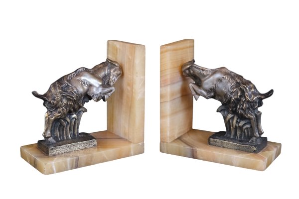 Art Deco French Goats Bookends by Irénée Rochard, 1930s, Set of 2-CXC-1229024