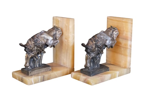 Art Deco French Goats Bookends by Irénée Rochard, 1930s, Set of 2-CXC-1229024