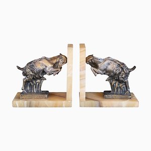 Art Deco French Goats Bookends by Irénée Rochard, 1930s, Set of 2-CXC-1229024