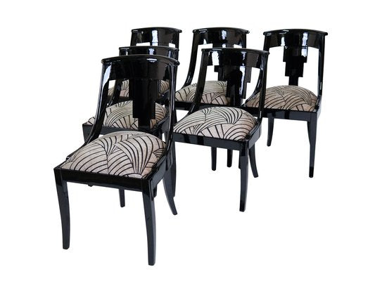 Art Déco French Gondola Chairs, 1930s, Set of 6-CXC-1154016