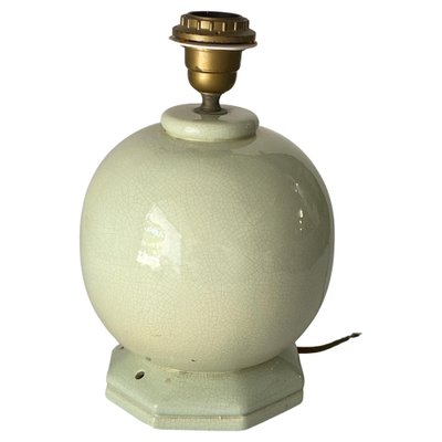 Art Deco French Green Crackle Glaze Ceramic Lamp-UR-1403182