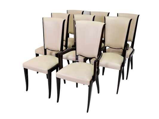 Art Déco French Hochlehner Chairs, 6 without, 2 with Armrests, 1930s, Set of 8-CXC-1229049