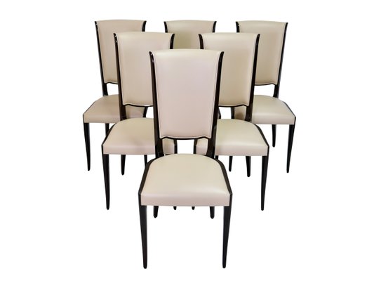 Art Déco French Hochlehner Chairs, 6 without, 2 with Armrests, 1930s, Set of 8-CXC-1229049