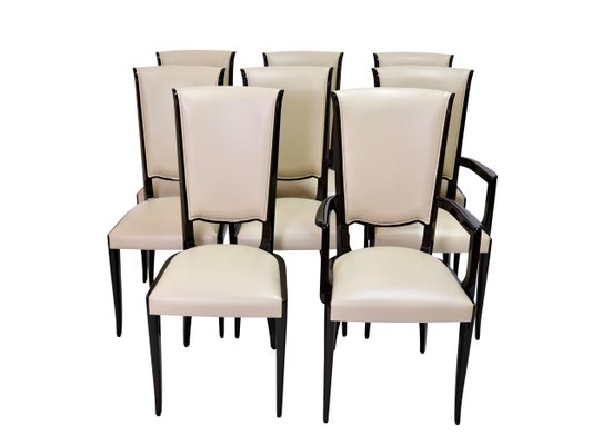 Art Déco French Hochlehner Chairs, 6 without, 2 with Armrests, 1930s, Set of 8-CXC-1229049