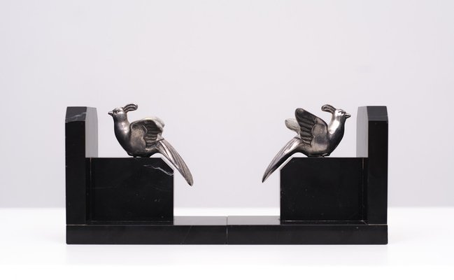 Art Deco French Marble Bookends, 1920s, Set of 2-GCG-1345389