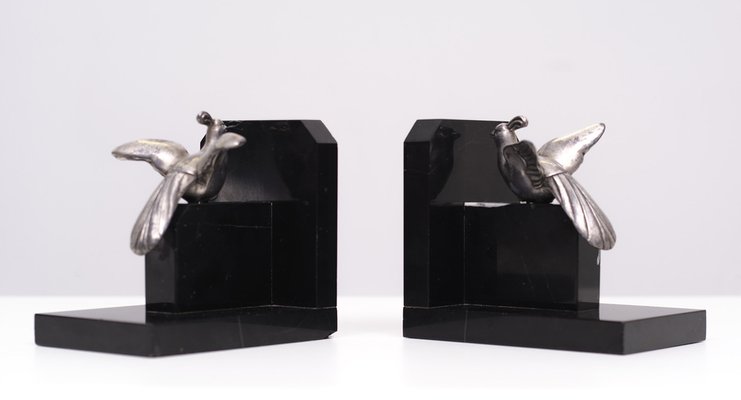 Art Deco French Marble Bookends, 1920s, Set of 2-GCG-1345389