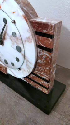 Art Deco French Marble Clock and Bronzed Metal Bird, 1930-QRS-1396827