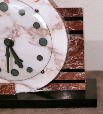 Art Deco French Marble Clock and Bronzed Metal Bird, 1930-QRS-1396827