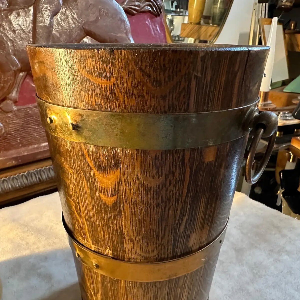 Art Deco French Oak and Copper Wine Cooler by Geraud Lafitte, 1940s