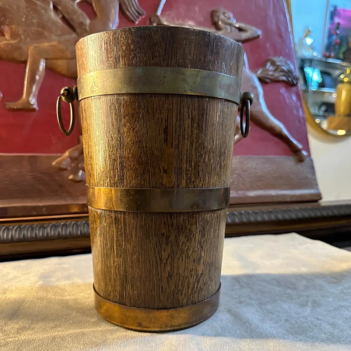 Art Deco French Oak and Copper Wine Cooler by Geraud Lafitte, 1940s