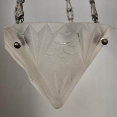 Art Deco French Pendant Lamp by David Gueron for Verrerie D'Art Degué, 1930s-SY-965057