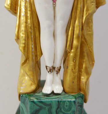 Art Deco French Porcelain Antinéa Statue with Malachite Style Base, 1968-JG-1239378