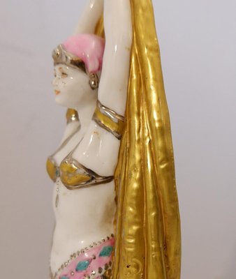 Art Deco French Porcelain Antinéa Statue with Malachite Style Base, 1968-JG-1239378