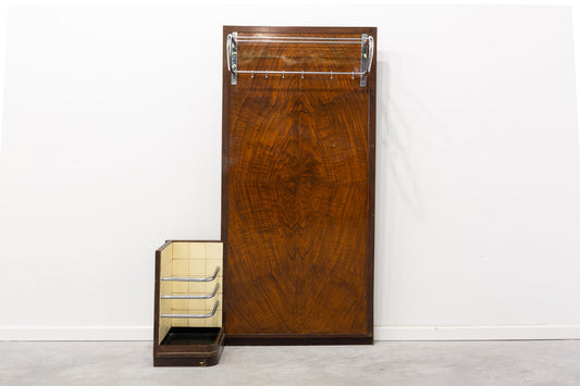 Art Deco French Steel and Walnut Wall Unit, 1920s