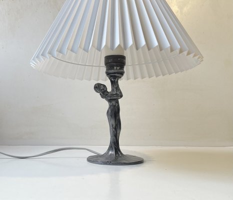 Art Deco French Table Lamp in Pewter, 1930s-LCR-1816418