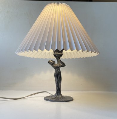 Art Deco French Table Lamp in Pewter, 1930s-LCR-1816418