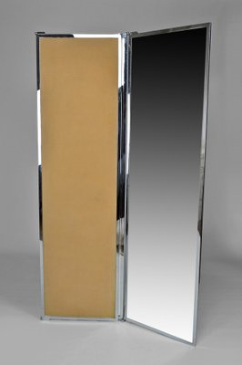 Art Deco French Triptych Mirror in Leather from Coco Chanel Workshop, 1930-XNH-1816674