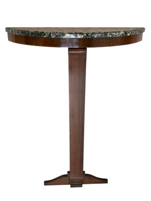 Art Deco French Wood and with Marble Top Demi Lune Console Table, 1930s-CXC-1453727